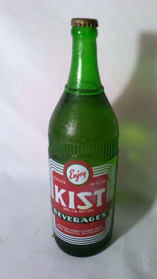 Vintage Kist Beverages 32 Oz Soda Bottle Green Bottle Rome Ny