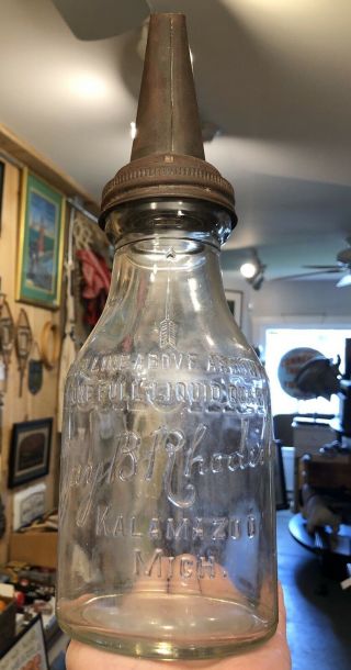Early HAVOLINE Motor Oil Jay B Rhodesbo Quart Glass Bottle & Spout 2