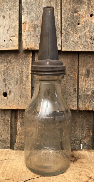 Early HAVOLINE Motor Oil Jay B Rhodesbo Quart Glass Bottle & Spout 3