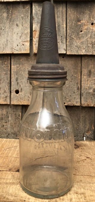 Early HAVOLINE Motor Oil Jay B Rhodesbo Quart Glass Bottle & Spout 6