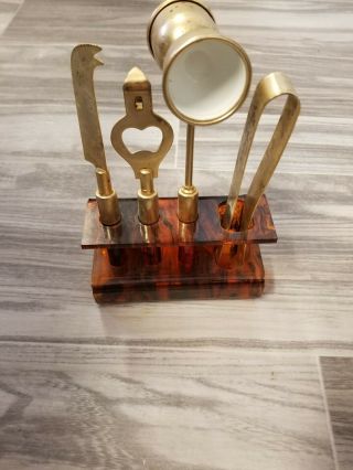 Vintage 4 Piece Brass Bar Set