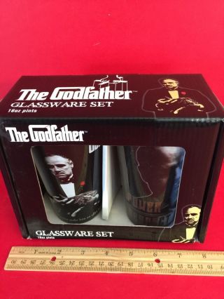 The Godfather Glassware 16 Oz Pint Size Beer Box Set G2