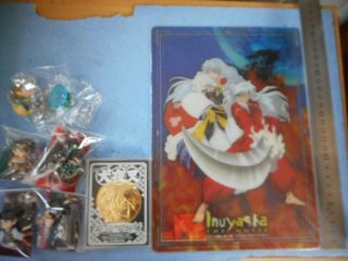 Japan Manga Anime Inuyasha Underlay & Movie Medal & Toy Mini Figure Set (y1 231