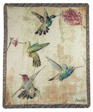 Throws - Hummingbirds In The Garden Tapestry Throw Blanket - 50 " X 60 "