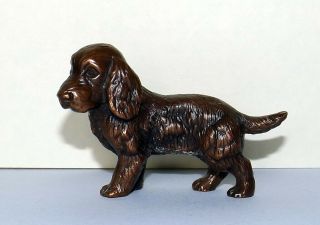 Dog Figurine,  Cocker Spaniel,  Copper,  Jennings Bros 1 7/8 " Tall,  1 1/8 " X 2 3/4 "