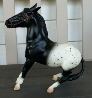 Breyer 1994 Sr Black Horse Ranch Black Blanket Appaloosa Balking Mule.  1 Of 400