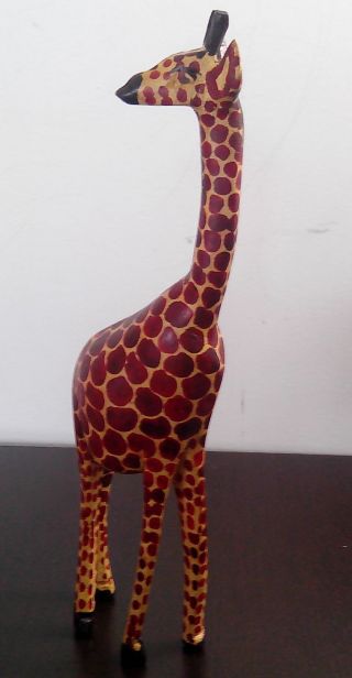 Wooden Hand Carved Giraffe 24 Inches Tall Handmade Carving By Masai Kenya