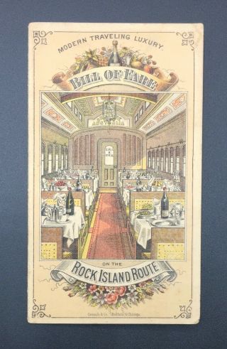 The Chicago,  Rock Island & Pacific Railroad,  Advertising Card " Bill Of Fare "