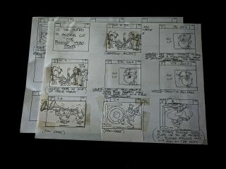 Groovie Goolies 1970 Animation Production Hand Drawn 15 Second Storyboard 2 Pgs