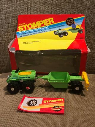 Vintage Stomper Explorer Water Demon W/ Trailer Set Green Vehicle Toy,  Box Runs