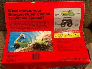 Vintage STOMPER Explorer Water Demon w/ Trailer Set Green Vehicle Toy,  Box RUNS 7