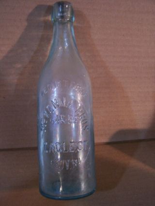 Antique Vintage Aqua Glass Embossed Soda Bottle Mckenna Bros Prov Ri C1900 Blob