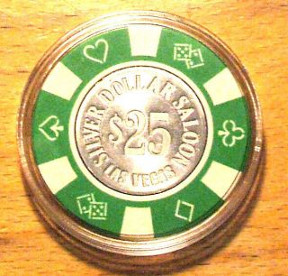 $25.  Silver Dollar Saloon Casino Chip - 1980s - Las Vegas,  Nevada - Bud Jones