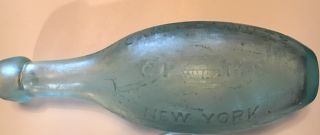 Ocean Find - Antique 10 - Pin Aqua Glass Bottle Blob Top Carl H Schultz N.  Y.  1860’s?