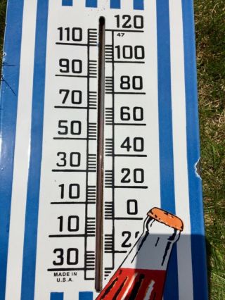 36”x8”x1” Hires Porcelain Enamel Large Advertising Thermometer.  Made In Usa