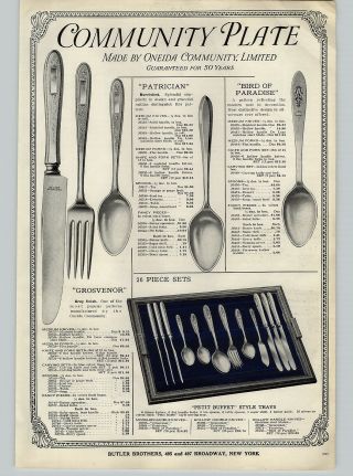 1926 Paper Ad Community Plate Silverware Adam Hampton Court Bird Of Paradise