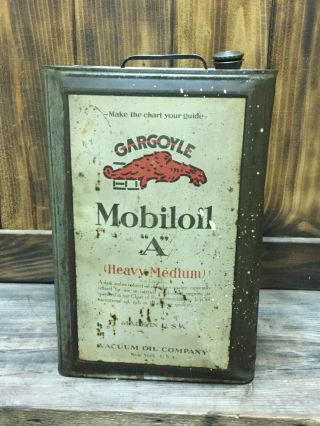 Mobiloil “a” Gargoyle 5 Gallon Motor Oil Can