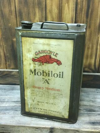 MOBILOIL “A” GARGOYLE 5 GALLON MOTOR OIL CAN 2