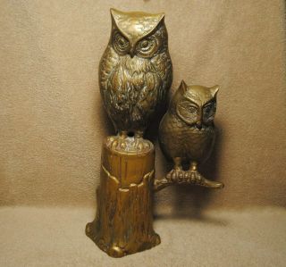 Vintage Large Owl Sculpture Made In Korea Mother And Baby Brass Bronze 17 Inches