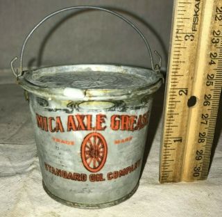 Antique Mica Axle Grease Standard Oil Company Salesman Sample Tin Litho Pail Can