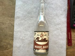 1962 Cadillac Root Beer Vintage Paper Label 24oz.  Bottle,  Detroit,  Michigan