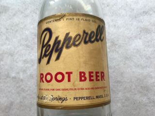 1947 Pepperell Root Beer Paper Label Quart Bottle,  Pepperell,  Mass. 2