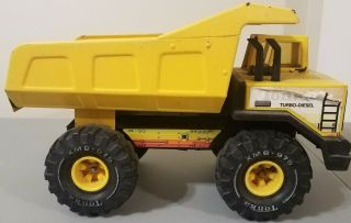 Vintage Tonka Metal Yellow Dump Truck Xmb - 975 Turbo Diesel Pressed Steel 17”