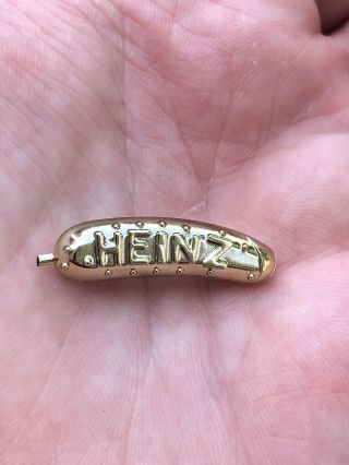 Heinz Pickle Pin Gold Hard Plastic Advertising