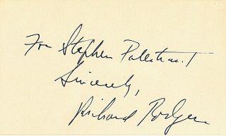 Richard Rodgers Composer.  South Pacific,  King And I,  Sound Of Music Sig