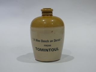Vintage J.  R.  Ross Tomintoul Whisky Stoneware Pottery Miniature Bottle (empty)