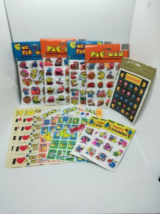 Vintage Pac - Man Stickers (midway,  1980) Stick Ums Sniff Stick On Puffy Seals