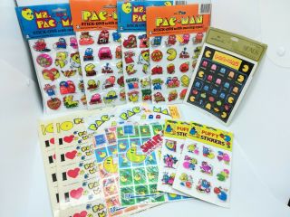 Vintage Pac - Man Stickers (Midway,  1980) Stick Ums Sniff Stick On Puffy Seals 2