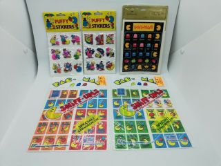 Vintage Pac - Man Stickers (Midway,  1980) Stick Ums Sniff Stick On Puffy Seals 5