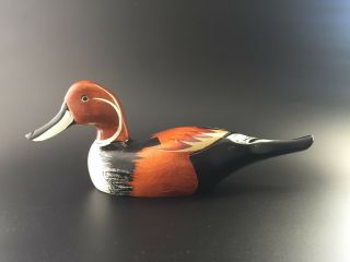 Vintage Northern Pintail Drake Duck Decoy Hand Carved And Painted Wood Sculpture