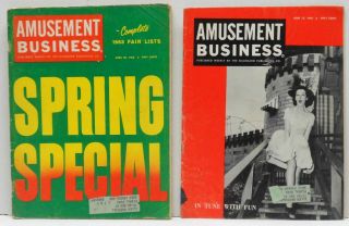 2 Issues 1963 Amusement Business Billboard Publishing Spring Special Fair Lists
