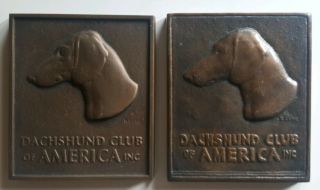 (2) Dachshund Club Of America Bronze Plaques - Katharine Lane -
