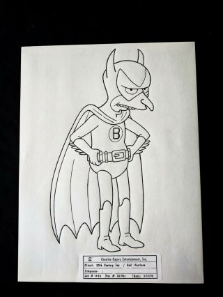 The Simpsons Fruit Bat Man Mr Burns Hand Drawn & Inked Simpson Model Sheet 9x11