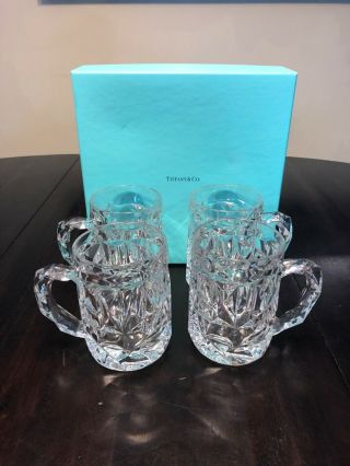 Tiffany & Co.  Rock - Cut Beer Mugs In Crystal (set Of 4) - Retail For $50 Ea