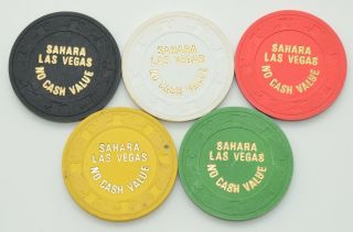 Set Of 5 Sahara Ncv Casino Chips Las Vegas Nevada H&c Paul - Son Mold 1980 
