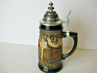 Zoller & Born Hand Painted Made Beer Stein Made In Germany 95 Zinn Pewter