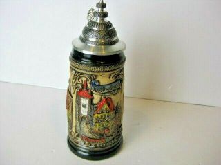 Zoller & Born Hand Painted made Beer Stein Made in Germany 95 Zinn pewter 2