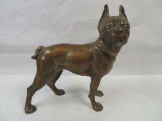 Vintage Hubley All Brass Boston Terrier Dog Door Stop Approx 10 Pounds