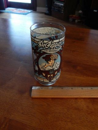 Dr Pepper King Of Beverages [faux Stained Glass] Libbey Soda Pop Vtg Promo