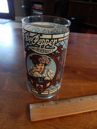Dr Pepper King of Beverages [Faux Stained Glass] Libbey Soda Pop Vtg Promo 3
