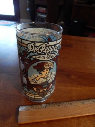 Dr Pepper King of Beverages [Faux Stained Glass] Libbey Soda Pop Vtg Promo 5
