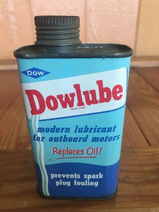 Vintage 8oz Dowlube Modern Lubricant Outboard Motors Oil Can