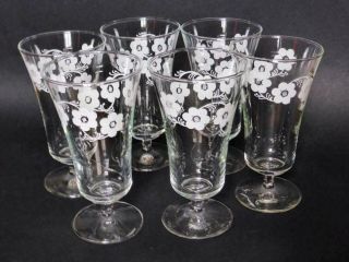 1960s Vintage Daisy Drinking Glasses,  Set Of 6,  Mid Century,  Retro Barware