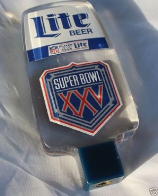 Rare Lite Beer " Bowl Xxv " Tap Handle/knob Tampa 1991 Giants - Bills 25
