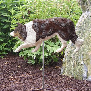 Border Collie Outdoor Garden Dog Sign Hand Painted Figure Red Merle