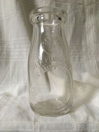 Vintage Half Pint Milk Bottle Northern Dairy Products Calumet Michigan 1931